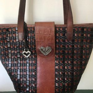 Brighton Black & Brown Leather Weave Shoulder Purse